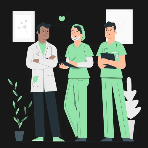 Illustration of a clinic team